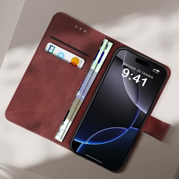 Cover til iPhone 16 Pro Flip Wallet Video Support Brun kastanj