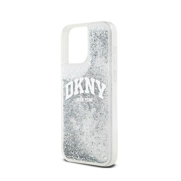 DKNY Liquid Glitter Big Logo - Fodral för iPhone 15 Pro (Vit)