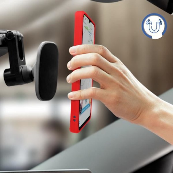 AVIZAR Beskyttelsesetui til Xiaomi Redmi 12C - Bi-materiale - Metalring - Rød Röd