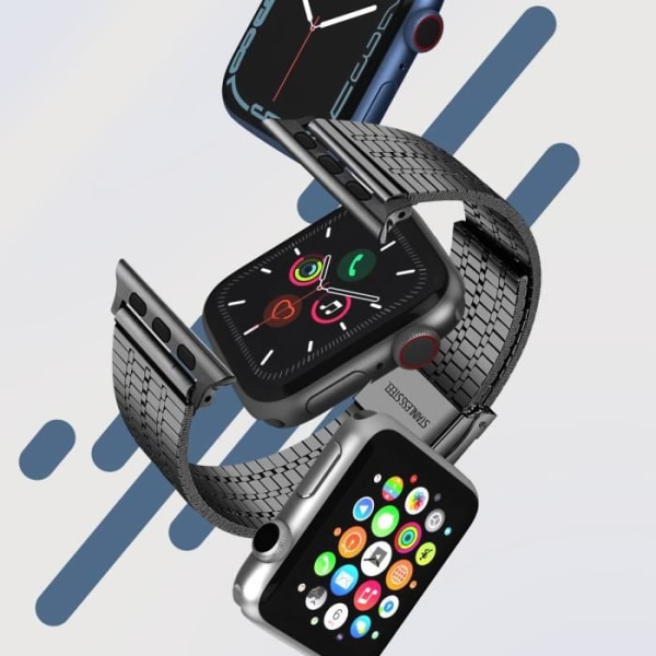 Armbånd til Apple Watch 41mm / 40mm / 38 mm Square Links Stål Sort