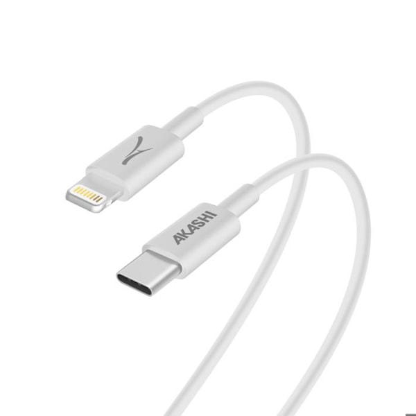 USB-C til Lightning kabel 20W Opladning Synkronisering Økodesign Akashi Hvid Vit