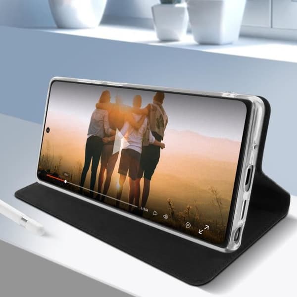 Hætte - Akashi - Galaxy Note 20 - Øko-læder - Video støtte - Kortlomme - Sort Svart