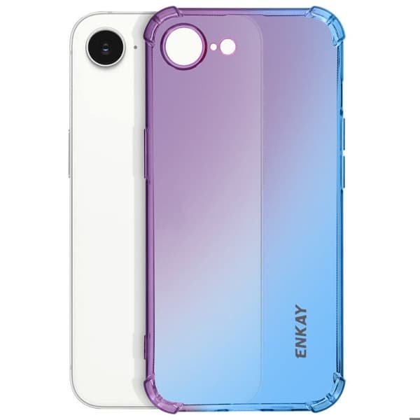 Coque Silikone - Enkay - iPhone 16e - Stødabsorberende - Blå Gradient - Airbag Drop Beskyttelse Blå