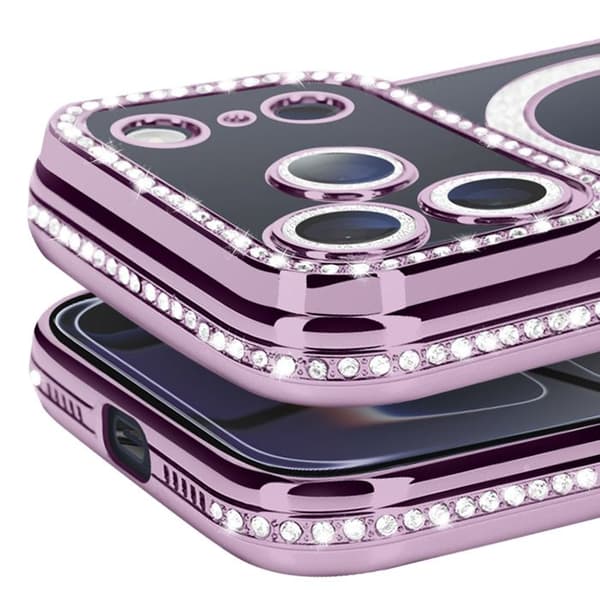 Coque Magsafe - AVIZAR - iPhone 17 Pro Max - Lila - Strass - Elegant skydd Lila