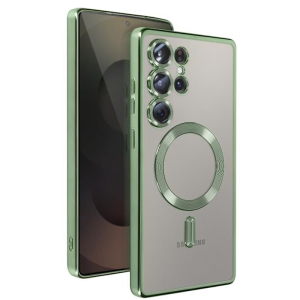 Coque MagSafe för Samsung Galaxy S25 Ultra Silikon Kontur Kromad Mörkgrön Grön