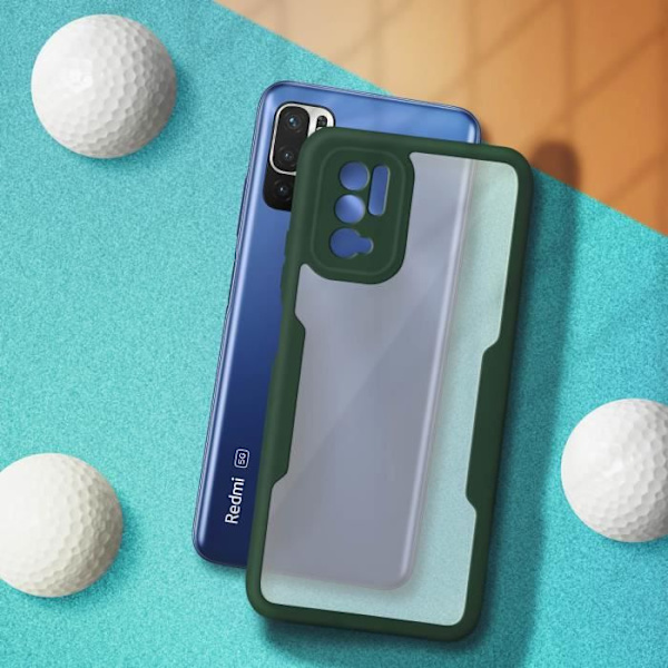 Heltäckande skal - AVIZAR - Xiaomi Note 10 5G/Poco M3 Pro - Bakstycke Plexiglas - Framsidan Polymer - Matt grön Grön