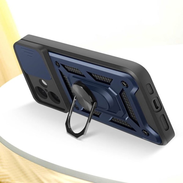 Coque til iPhone 16 Plus med ringefunktion og skydebeskyttelse til kamera Mayaxess Mørkeblå Blå