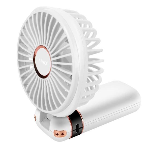 Mini bærbar blæser Justerbar 90° LED-skærm Rundt design LinQ Hvid Vit