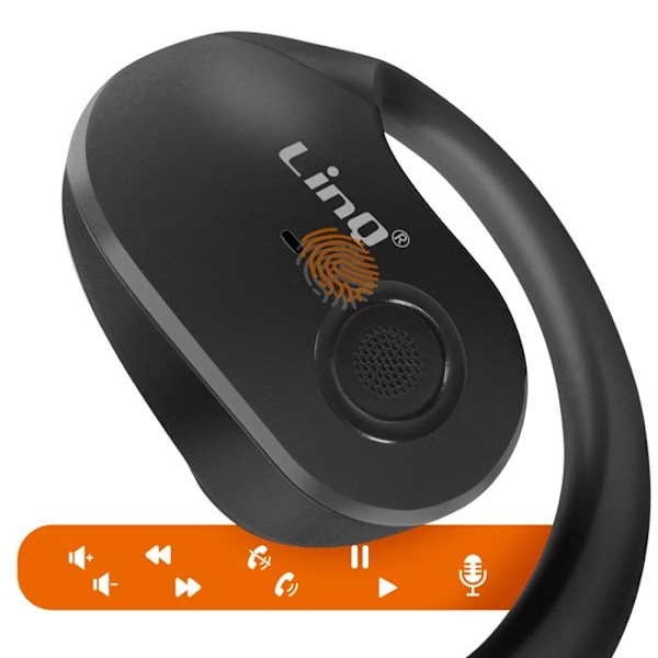 Bluetooth headset Clip Bone Conduction Micro Call Touch Tactile LinQ Black Svart