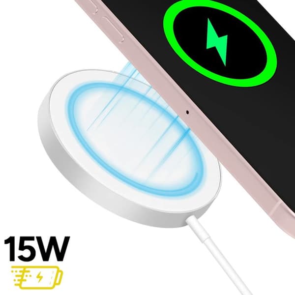 MagSafe-oplader til iPhone 15 Plus 15W Magnetisk Mayaxess Hvid Vit