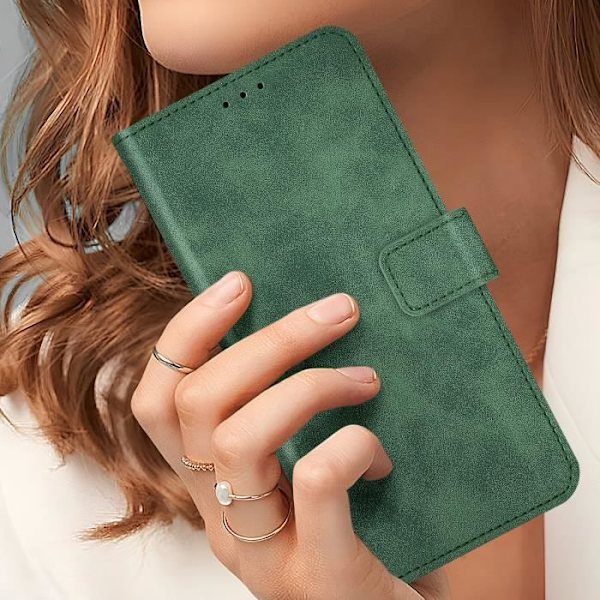 Kotelo Samsung A35 5G:lle - AVIZAR - Wallet Flip Video Support - Tummanvihreä Grön