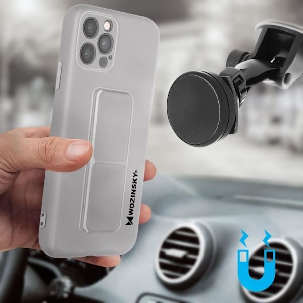 iPhone 12 Pro Cover Silikone Foldbart Magnetisk Stand Wozinsky Grå Grå