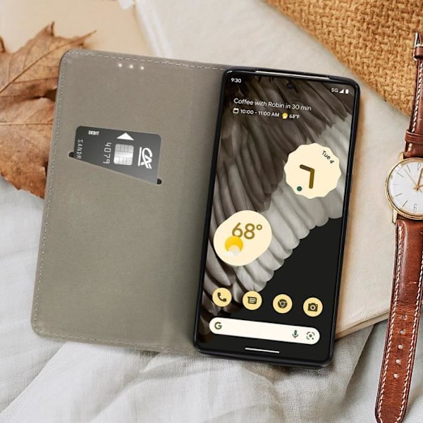 AVIZAR Fodral för Google Pixel 7 Pro - Svart - Magnetisk flipkorthållare Stativfunktion Svart