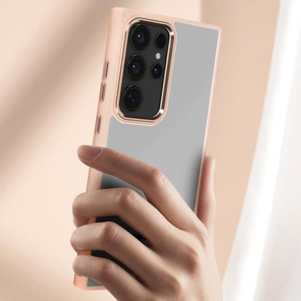 Kotelo - AVIZAR - Samsung S24 Ultra - Jäykkä - Puuterivaaleanpunainen savustettu muotoilu - Kestää iskuja ja naarmuja Rosa