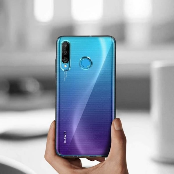 Huawei P30 Lite silikonikotelo ja 9H karkaistu lasikalvo musta Contour Black