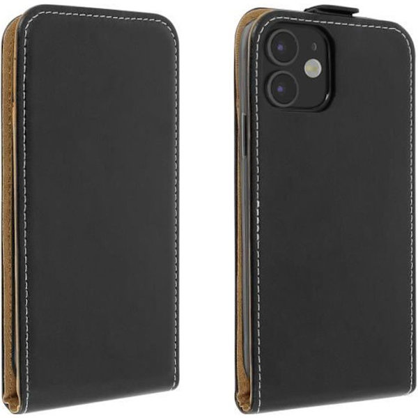 AVIZAR-fodral för Apple iPhone 12 Mini - Heltäckande skydd - Svart - Ekoskinn - Magnetstängning Svart