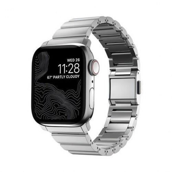 Acer-rem til Apple Watch 6-9 og SE 38-40-41 mm Nomad Silver - Rustfrit stål og diamantlignende kulstof Grå