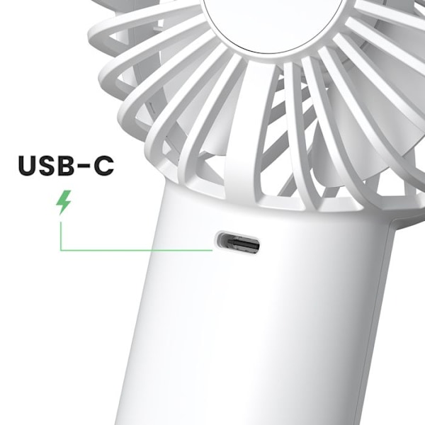 Bærbar 2-i-1 Blæser 4000mAh Batteri USB-C Opladning Lommelygte Akashi Hvid Vit