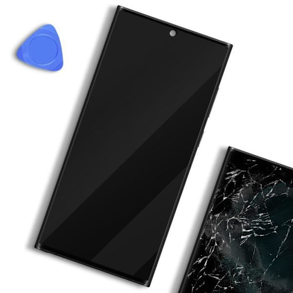 Komplett enhet för Samsung S22 Ultra LCD + Touch Glass + Samsung grått chassi Grå