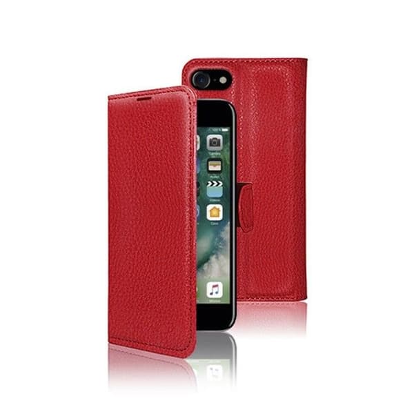 Plånboksfodral - ZANAÉ - iPhone SE/7/8 - Röd - Kortfack - Ställfunktion Röd