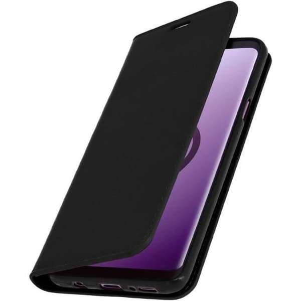 Etui - AVIZAR - Samsung Galaxy S9 Plus - Ægte læder - Pung - Videounderstøttelse svart