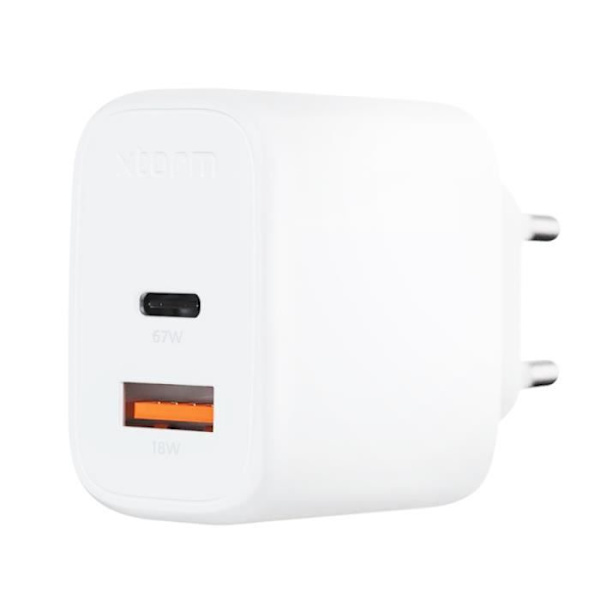 Nätladdare - XTORM - GaN² 67W USB C + USB - Kompakt format - Vit Vit