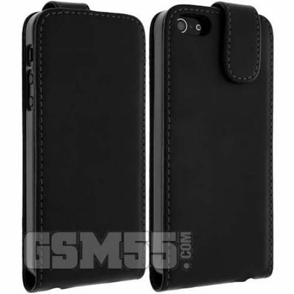 Pystytasku - Apple - iPhone SE, 5, 5s - Keinonahkaa - Musta - Magneettisulku Svart