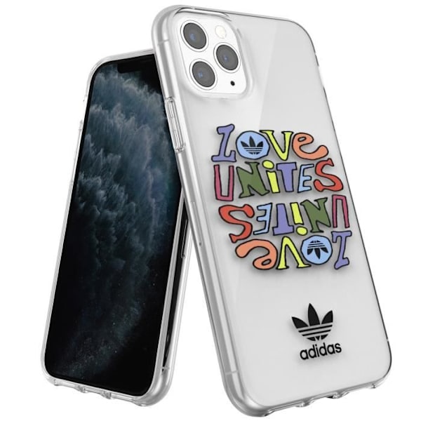 Silikonikotelo iPhone 11 Pro Love Unites Print Raised Edges Adidas Transparent -puhelimelle