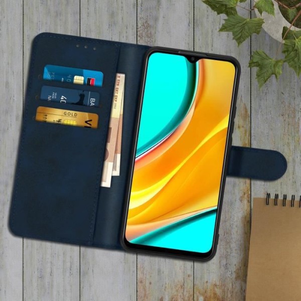 Etui Pung - AVIZAR - Xiaomi Redmi 9 - Øko-læder - Mørkeblå - Støttefunktion Midnattsblå