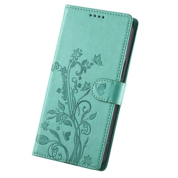 Pungetui til Honor 600 med blomsterdesign og vandgrøn videostøtte vatten grönt