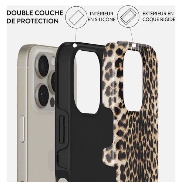 Coque pour iPhone 16 Pro Max MagSafe Tough Antichocs Modèle Player Burga Léopard kastanj
