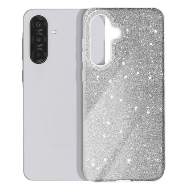 Skydd för Galaxy A37, Bi-material design och glittrig silverfinish Grå
