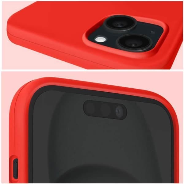 Cover til iPhone 15 Plus Halvstivt interiør Microfiber Moxie Red Röd