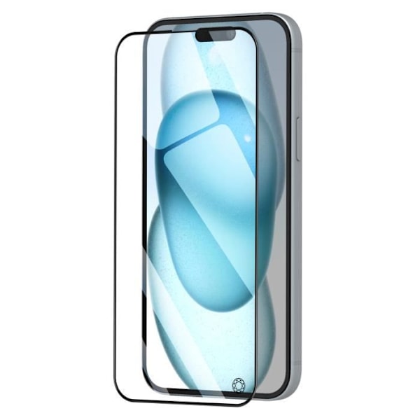 Skärmskydd - FORCE GLASS - iPhone 15 Plus - Okrossbart glas - Flexibelt - 2.5D Edge Svart