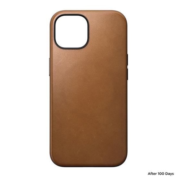 Nomad Coque Moderni nahkakotelo iPhone 15 Englanninruskea