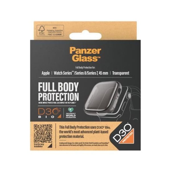 PanzerGlass Case näytönsuoja D3O®:lla Apple Watchille 45mm Transparent