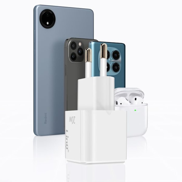 USB-C Power Delivery 20W Oplader Effektiv Kompakt LinQ Hvid Vit