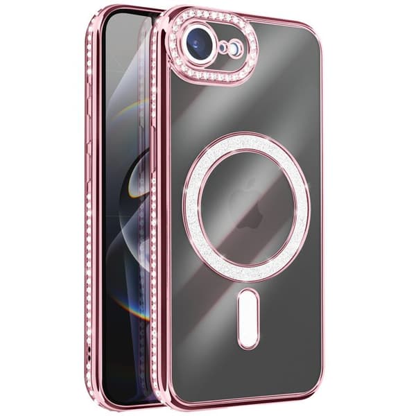 MagSafe Cover - AVIZAR - iPhone 16e - Rosa - Strass - Stødbeskyttelse Rosa