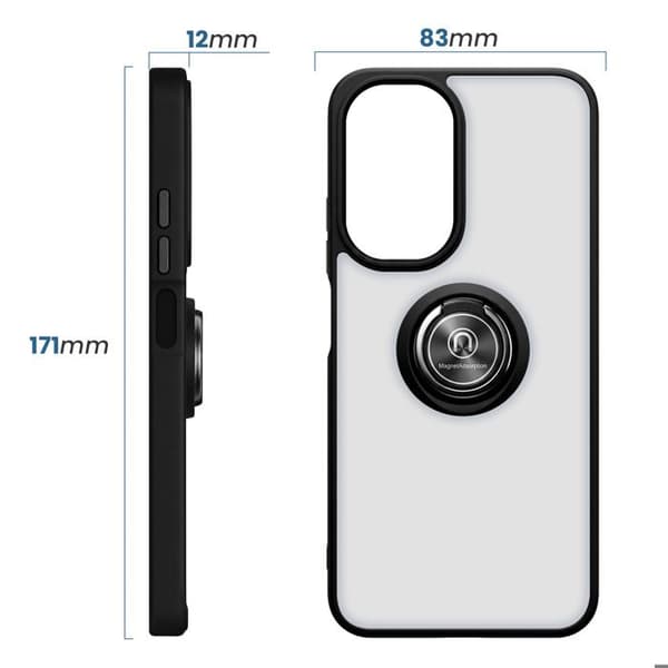 Ringetui til Xiaomi Redmi A7 Pro med roterende magnetisk ring i sort Svart