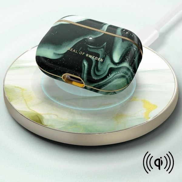 Marbled AirPods Pro 2 Case Elegant Golden Olive Marble iDeal of Sweden Mørkegrøn Grön