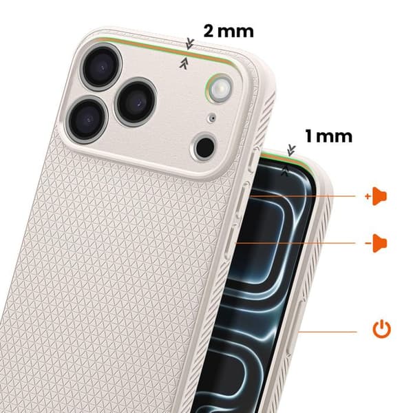 Cover til iPhone 17 Pro - SPIGEN - Liquid Air - Lys grå - Geometrisk mønster - Blødt silikone Grå