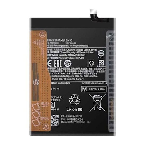 Internt batteri - XIAOMI - BN5D - 5000 mAh - Kompatibel Redmi Note 11/11S - Lithium Ion Svart