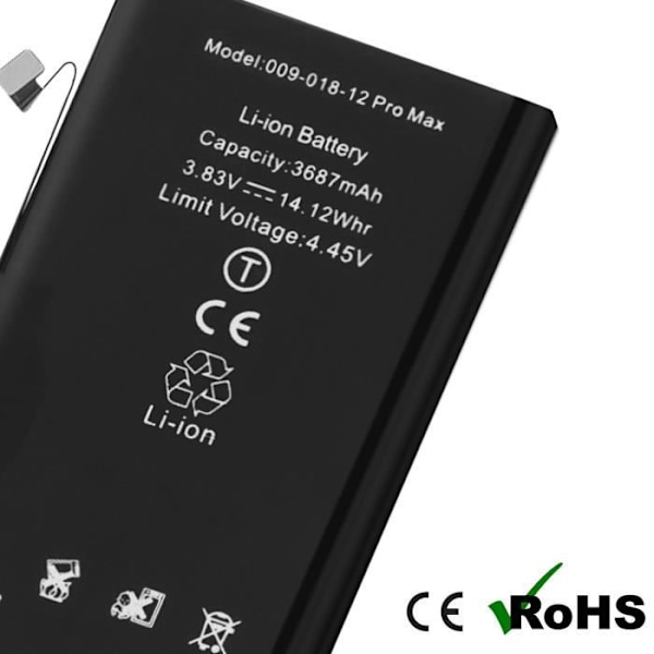Batteri - AVIZAR - BAT-PCB-12PM - PCB - 3687mAh - Sort Svart