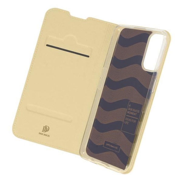Housse Oppo Reno 4 - Dux Ducis - Ekologiskt läder - Ställfunktion - Kortfack - Magnetisk Gul