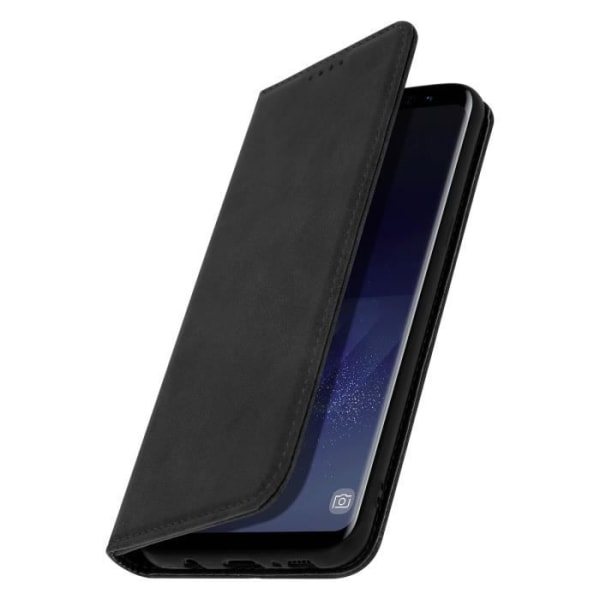 Housse folio portefeuille - AVIZAR - Galaxy S8 Plus - Silikone Gel - Videostøtte - Sort Svart