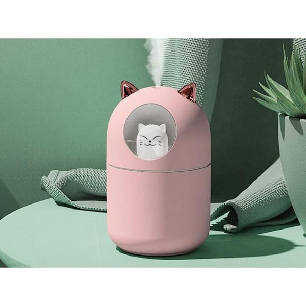 Natlysbefugter - TECHKIDS - H2O Cat Model - Pink - 300 mL - Ultra støjsvag Rosa