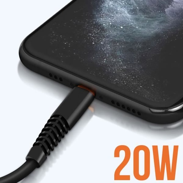 USB till Lightning-kabel - LINQ - 20W - 3m - Svart - Snabbladdning Svart