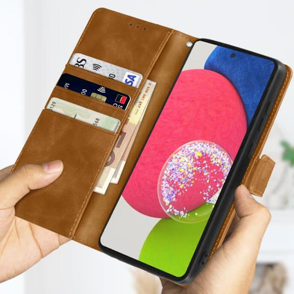 Älykännykkäkuori - Samsung - A52/A52 5G/A52s - Krokotiiliefekti - Lompakko - Videotuki kastanj
