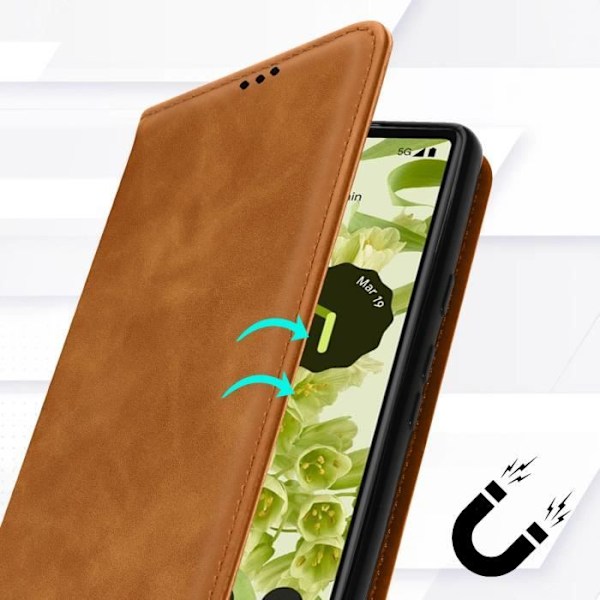 Google Pixel 6a plånboksfodral - AVIZAR - Korthållare - Soft-touch Camel Kamel
