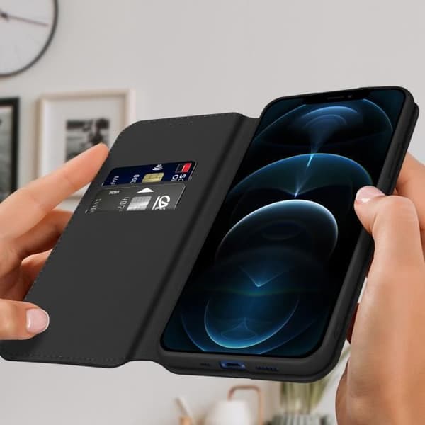 Housse Folio - Apple - iPhone 12 Pro Max - Sort - Videostander - Kortlommer Svart